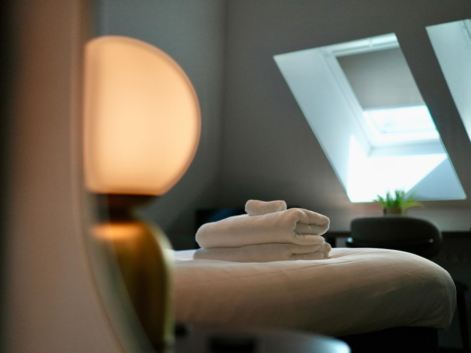 Towels on bed